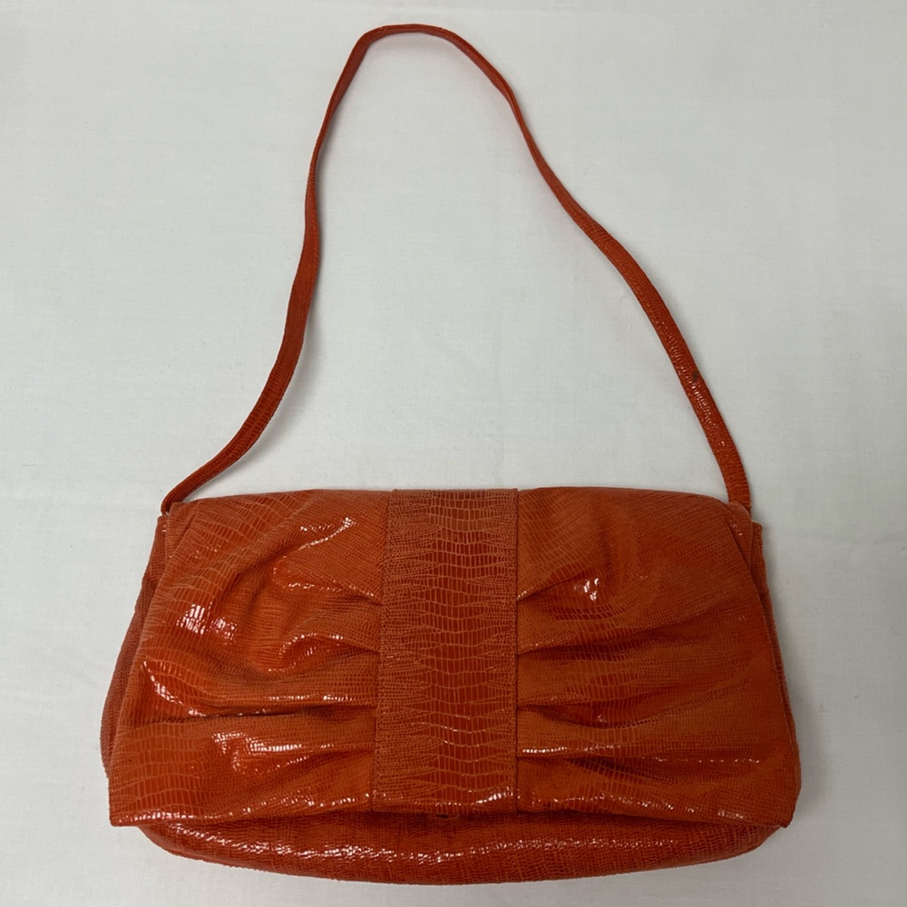 Borsetta Milano Italian Genuine Leather Red Orange Shoulder Bag Purse